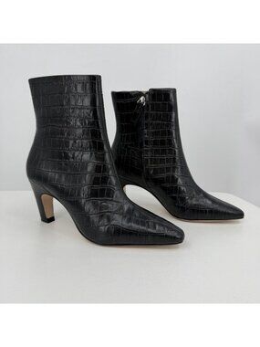 Everlane The Short Banana Heel Boot in Black Crocodile Leather 11 Ankle Zip